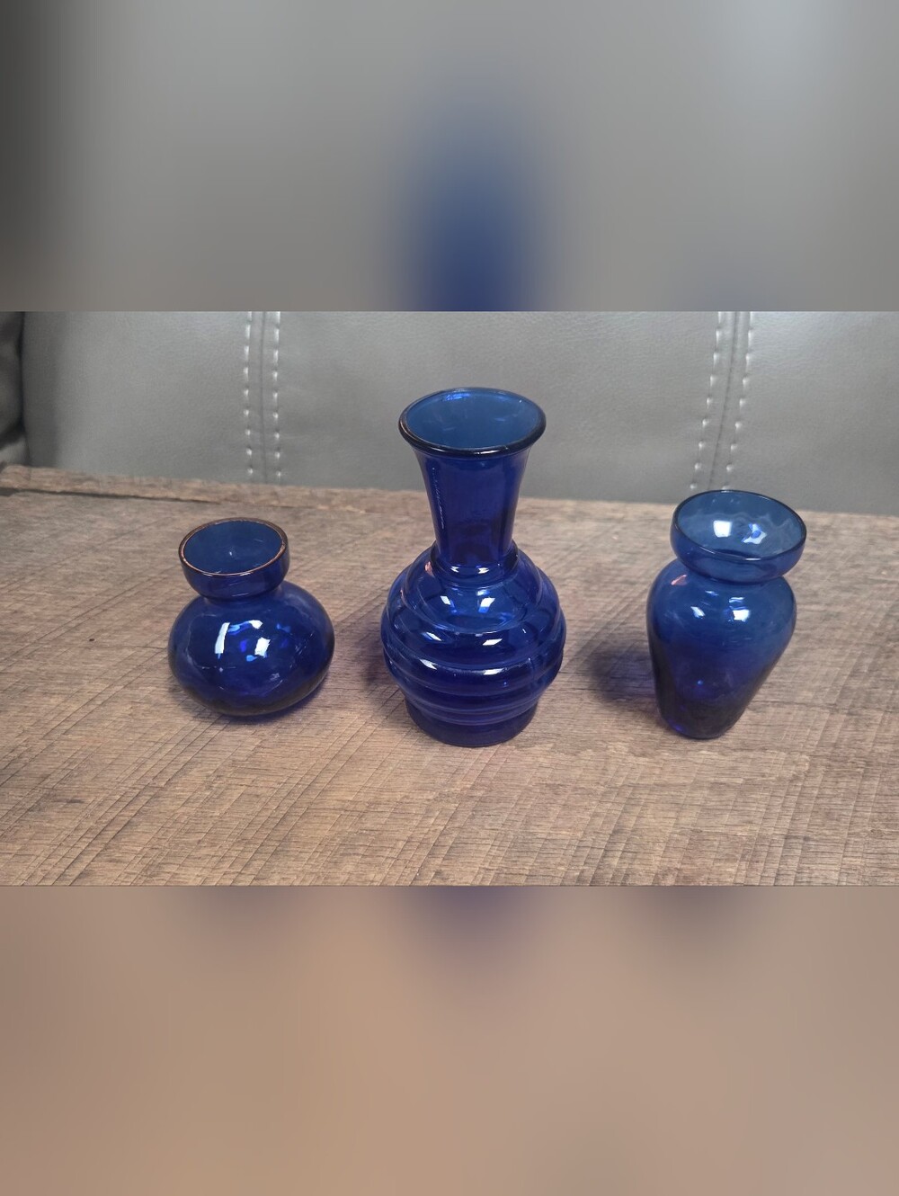 Vintage Cobalt Blue Glass Bud Vase Lot of 3 ~ Bin 1B